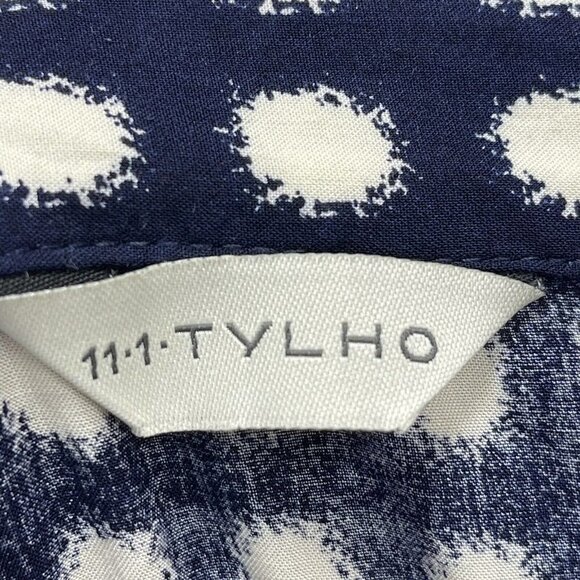 Anthropologie 11 1 TYLHO Cortland Polka Dot Wrap Dress Blue Size Small EUC Navy - Picture 8 of 11